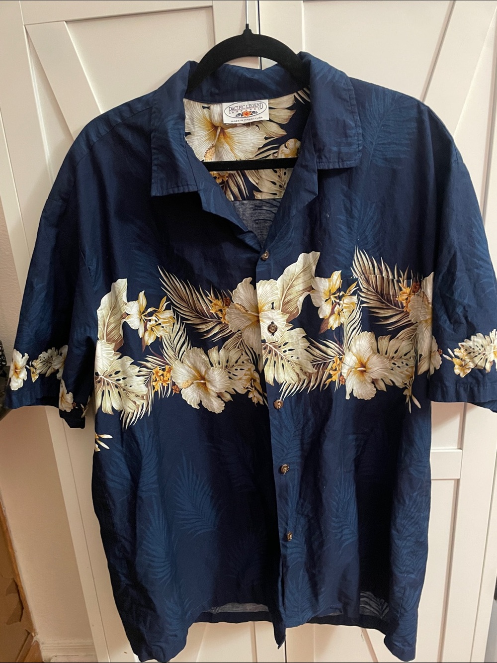 Pacific Legend Apparel Classic Navy Hawaiian Floral Button-Up Shirt